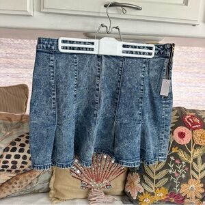 NOBO DENIM PLEATED‎ JEAN SKIRT Juniors Size 13 Acid Wash Side Zip No Boundaries